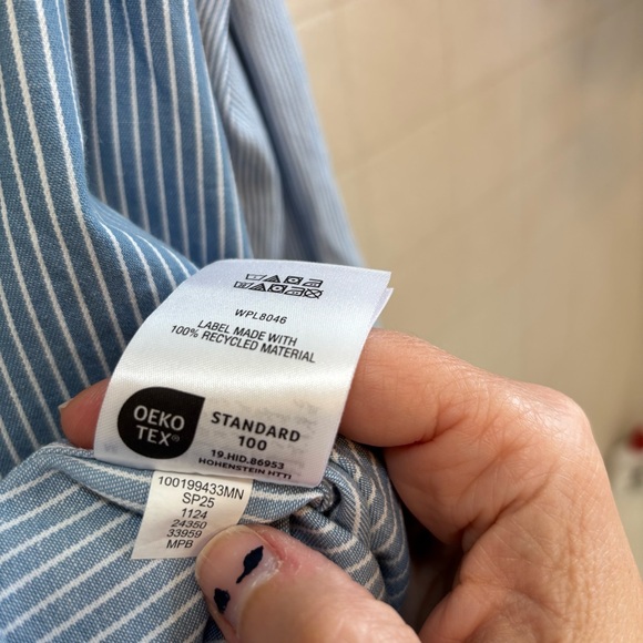 Sun + Stone Dual Blue Striped Men's Lightweight Denim Shirt 100% Cotton XXL - Picture 9 of 9